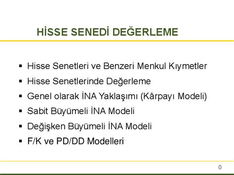 Hisse Senedi Değerleme Yöntemleri